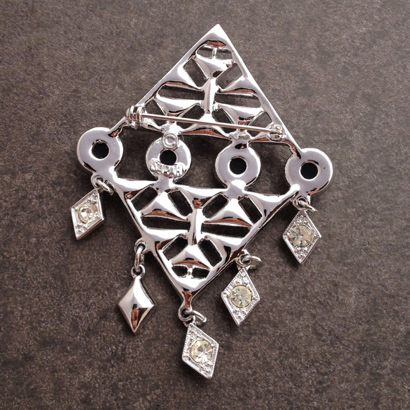 Vintage Deco Style Rhinestone Brooch - Picture 2 of 2